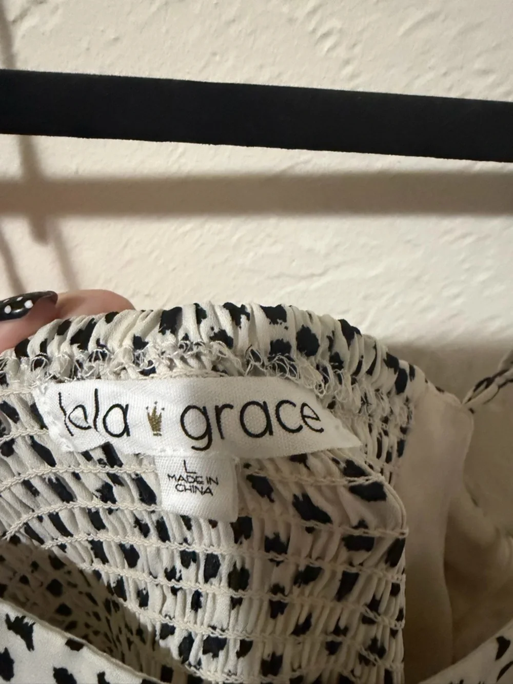 White & Black Spotted Tie-Strap Sundress - Picture 2 of 3